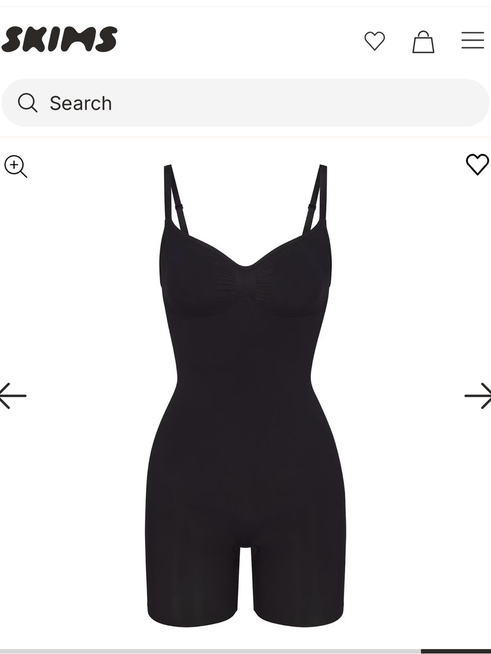 SKIMS Sculpting Mid Thigh Bodysuit Black 4X/5X Shapewear Adjustable Straps